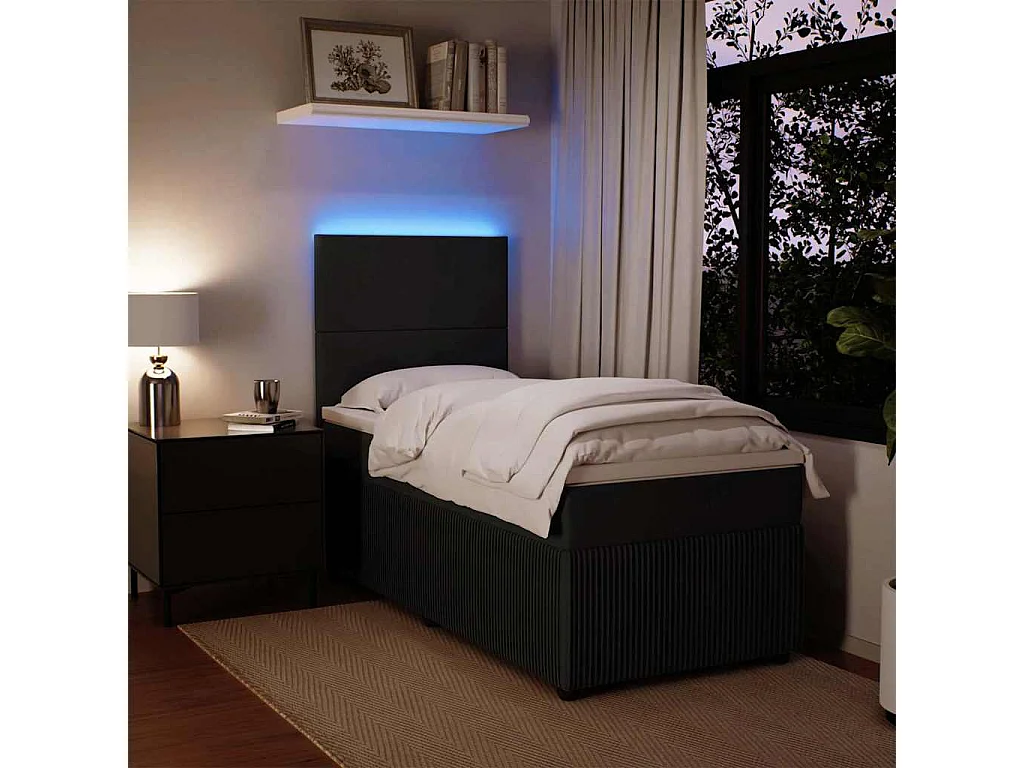 Rete a doghe con materasso Nero 90x190 cm Velluto