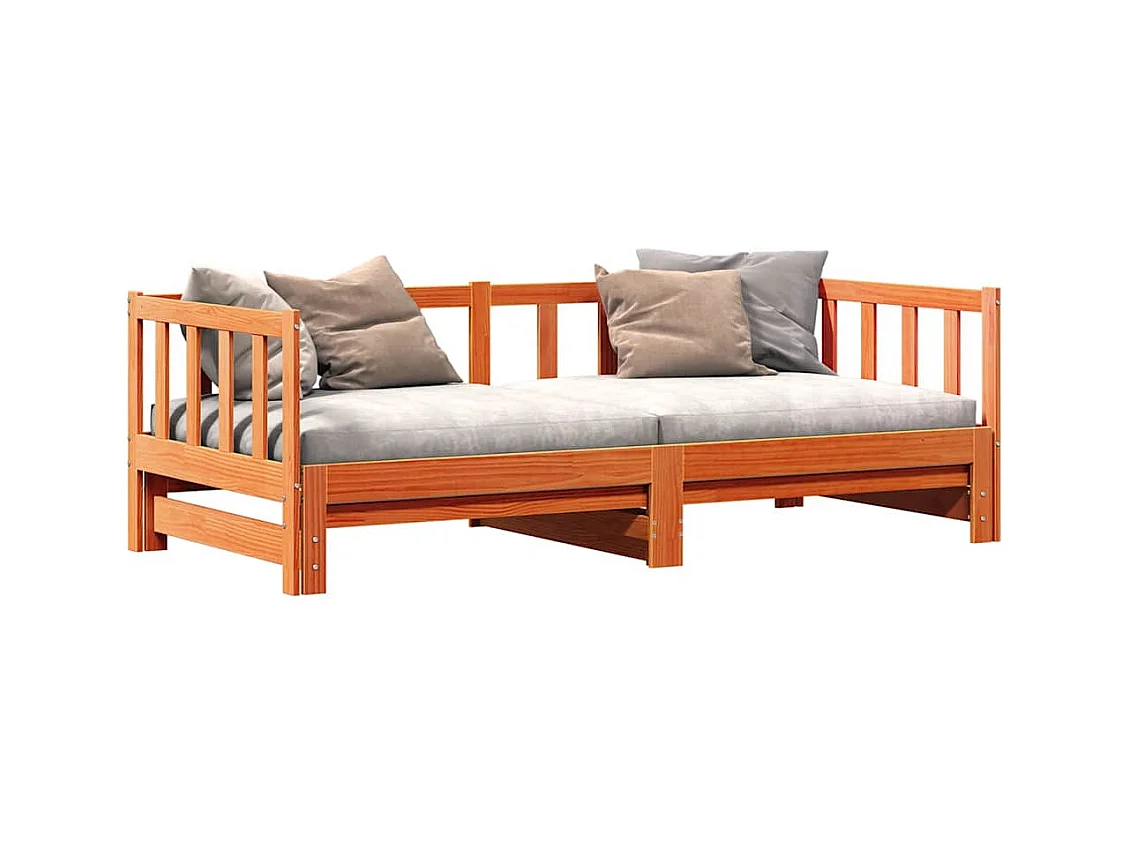 Divano letto estraibile in cera marrone 2 x (80 x 200) cm