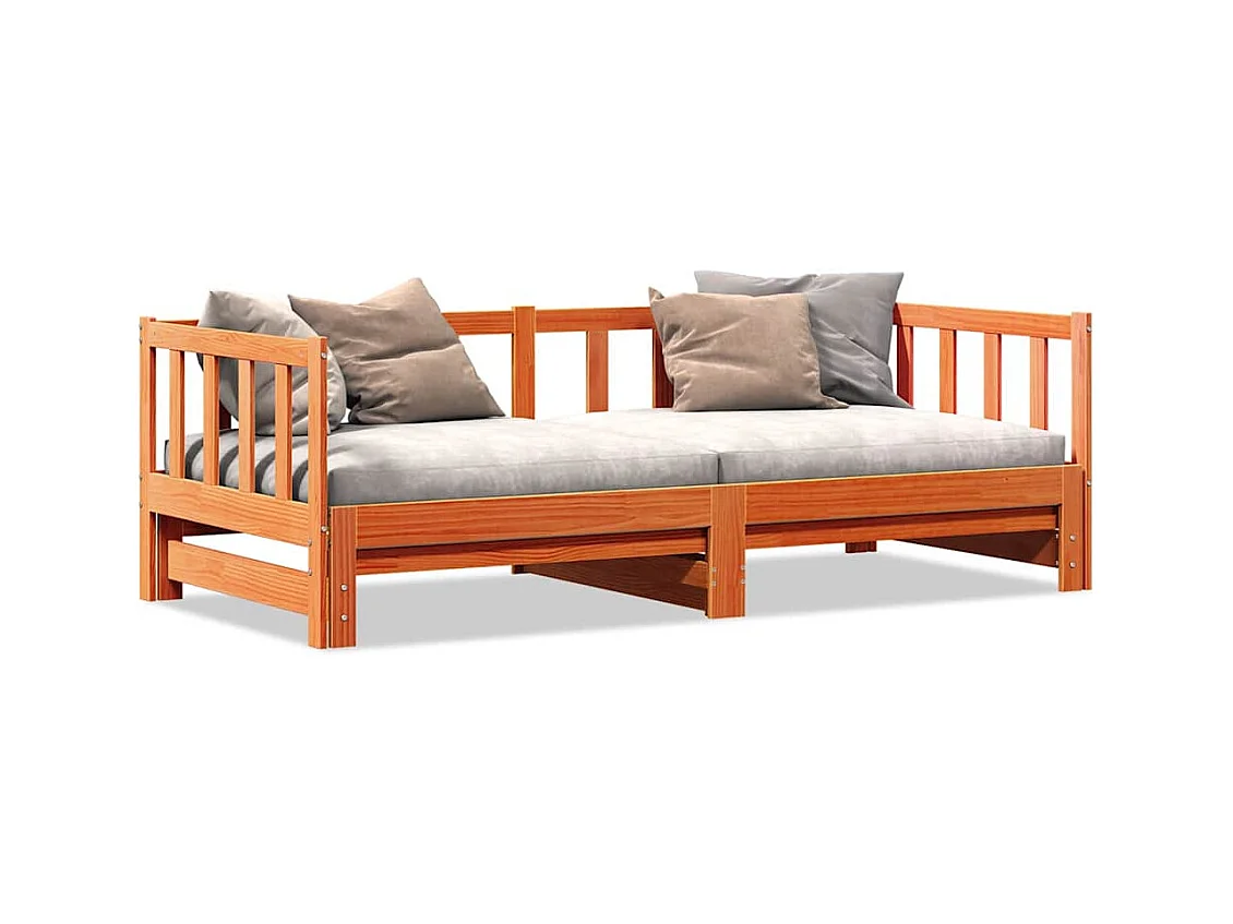 Divano letto estraibile in cera marrone 2 x (80 x 200) cm