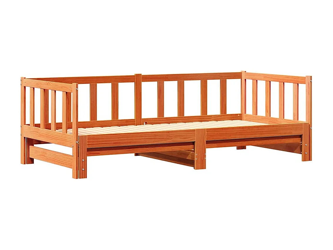 Ausziehbares Tagesbett aus braunem Wachs, 2 x (80 x 200) cm