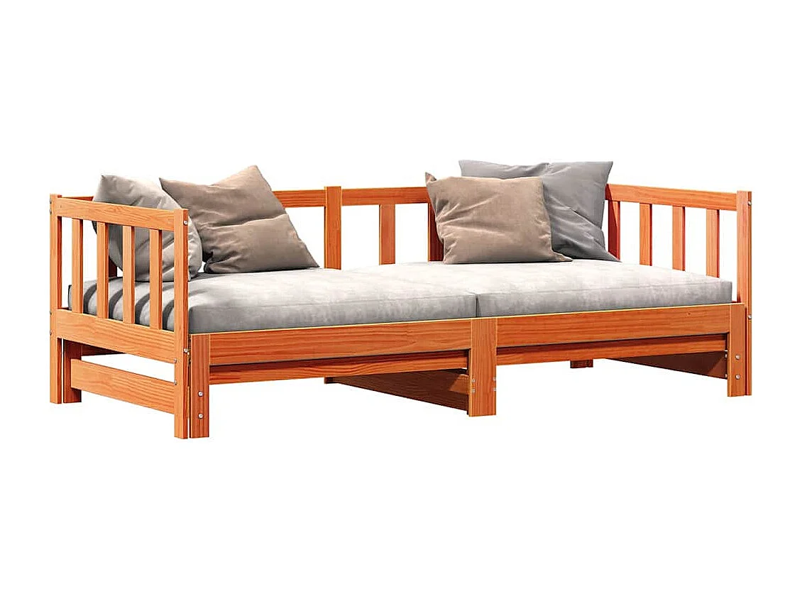 Ausziehbares Tagesbett aus braunem Wachs, 2 x (80 x 200) cm