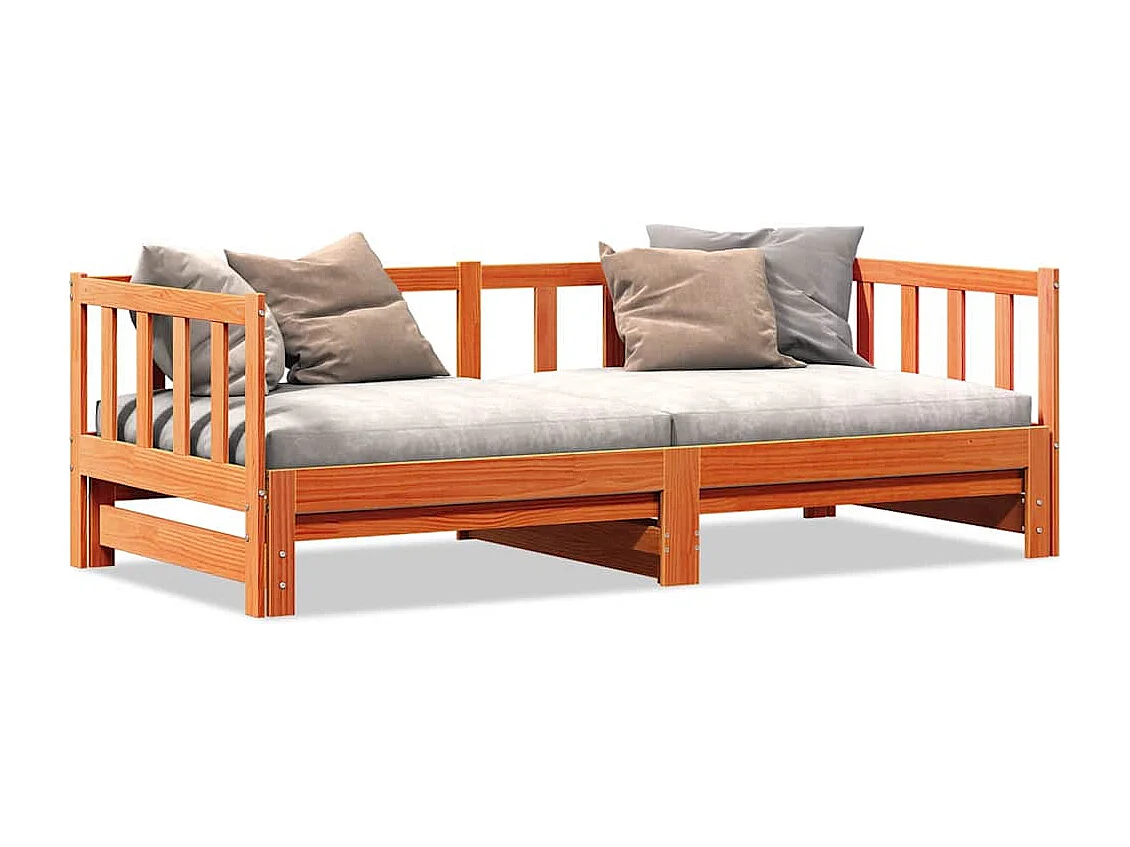 Ausziehbares Tagesbett aus braunem Wachs, 2 x (80 x 200) cm