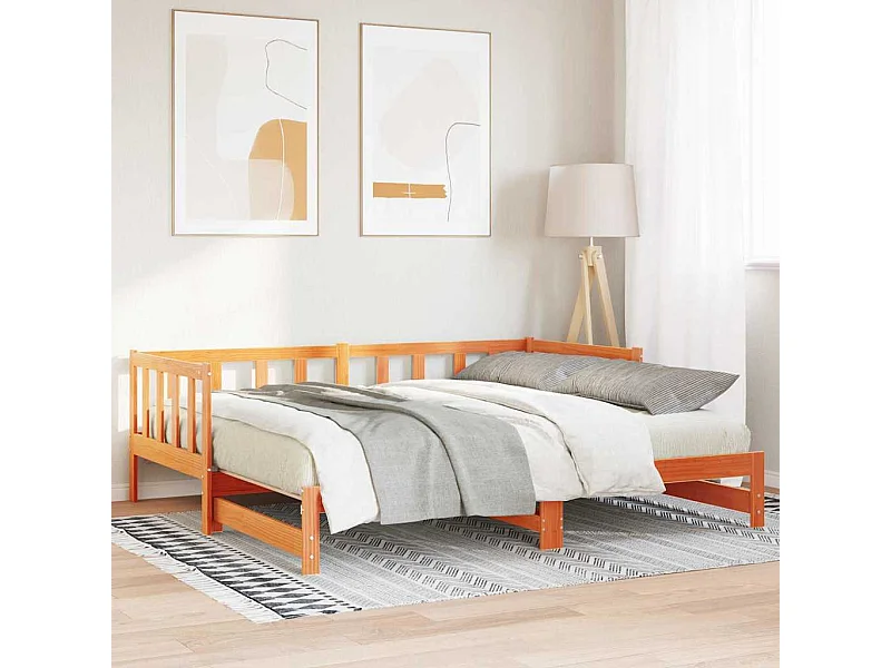 Ausziehbares Tagesbett aus braunem Wachs, 2 x (80 x 200) cm