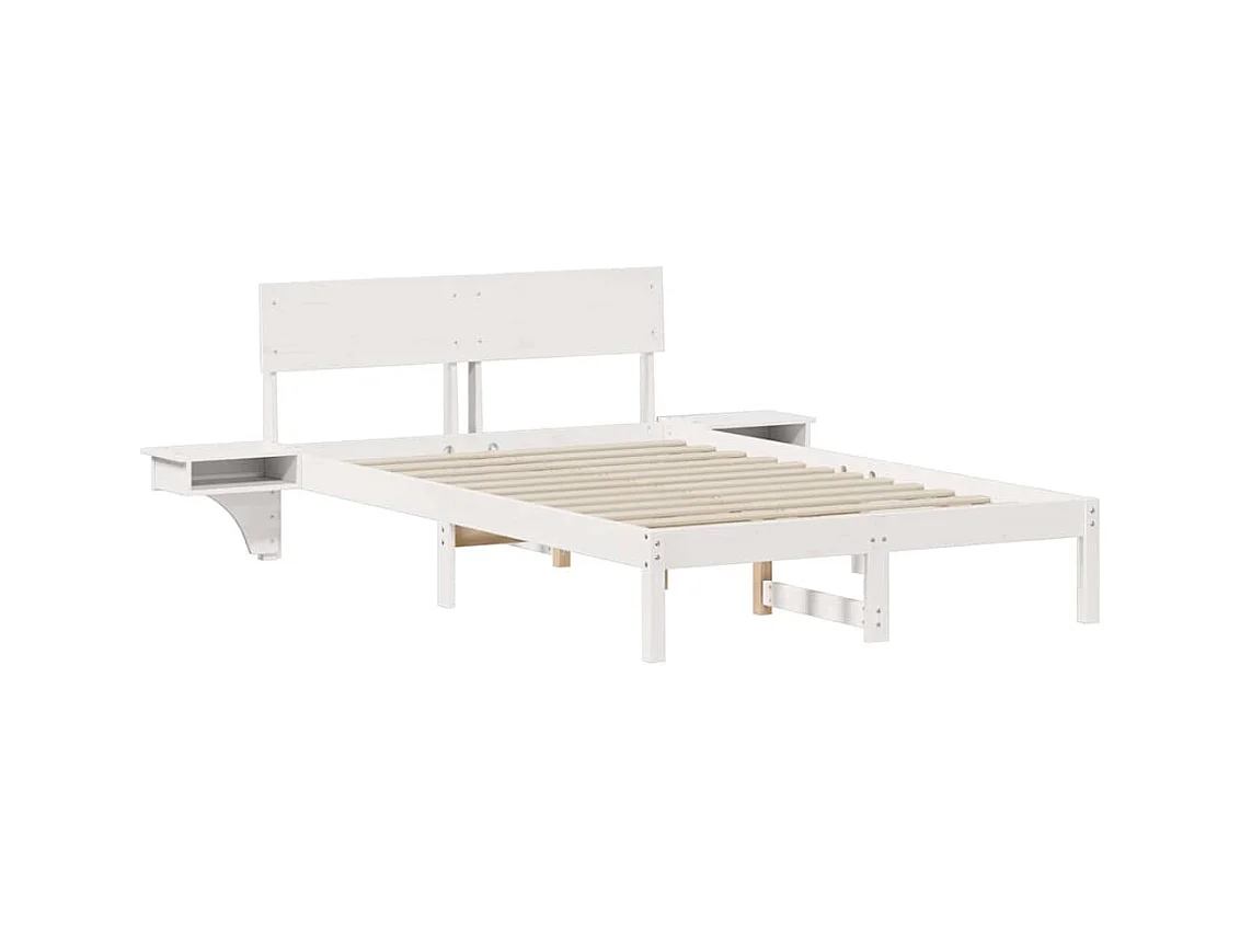 Struttura letto con comodini Bianco Legno massello di pino