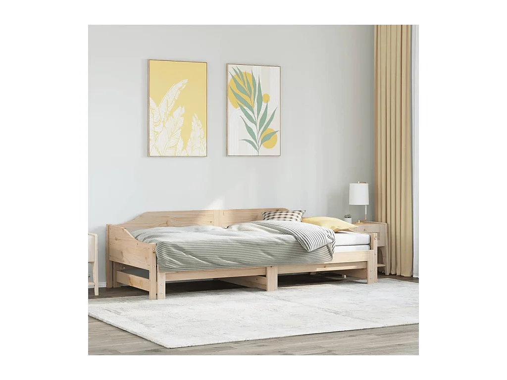 Dagbed en uitschuifbed zonder matras 90x200 cm massief hout