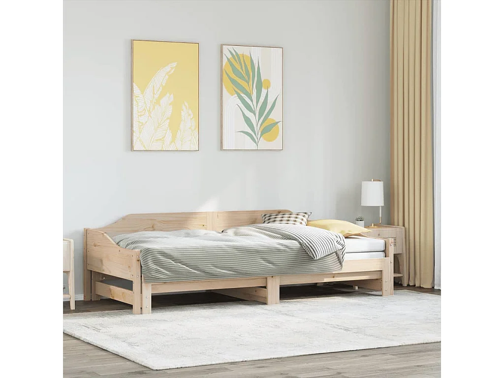 Divano letto e letto estraibile senza materasso 90x200 cm in legno massello