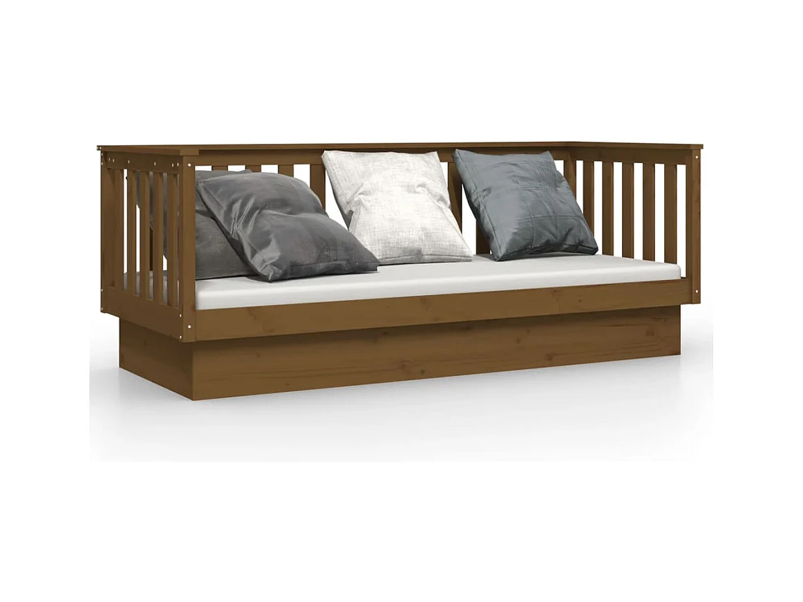 Lit de jour sans matelas marron miel 75x190 cm bois pin massif