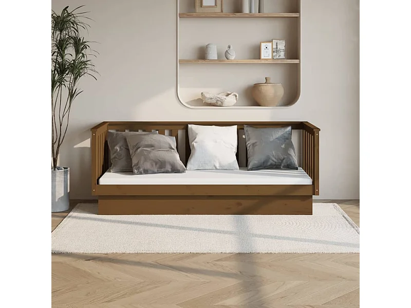 Divano letto marrone miele senza materasso 75x190 cm in legno massello di pino