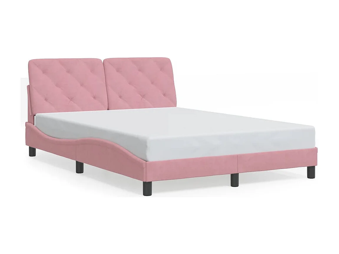 Estructura de cama con LED sin colchón rosa 140x200 cm terciopelo