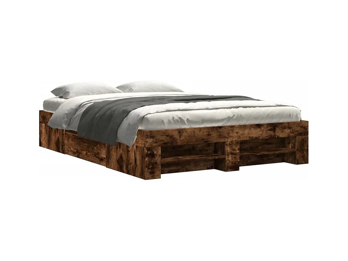 Bedframe zonder matras gerookt eiken 120x200 cm bewerkt hout