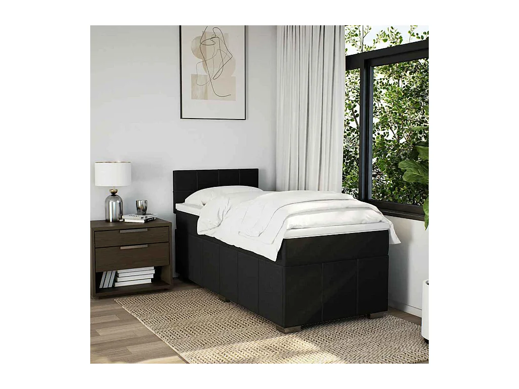 Lattenbodem en matras Zwart 80x200 cm Stof