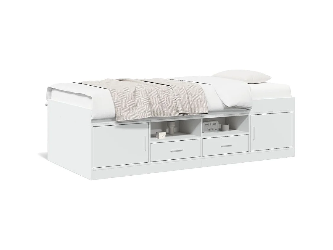 Divano letto con cassetti senza materasso bianco 90x190 cm