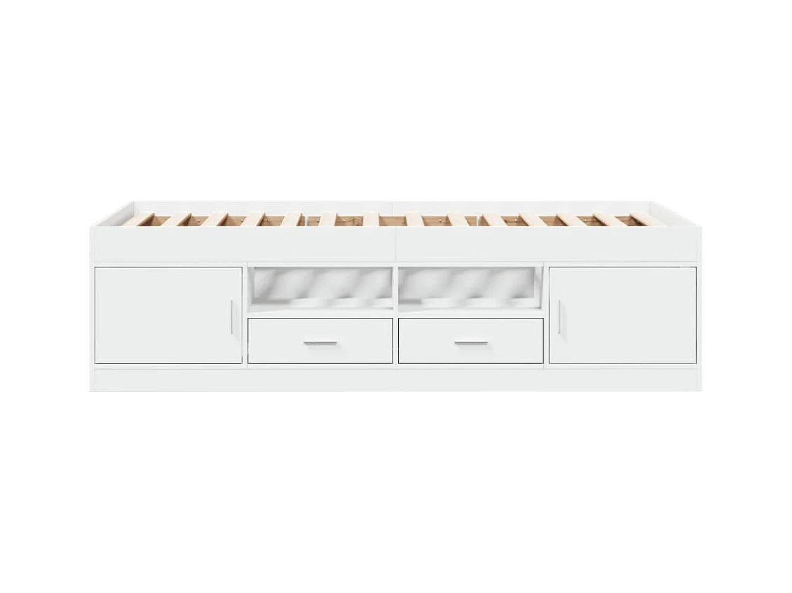 Divano letto con cassetti senza materasso bianco 90x190 cm