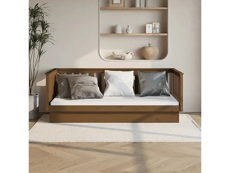 Lit de jour sans matelas marron miel 100x200 cm bois pin massif