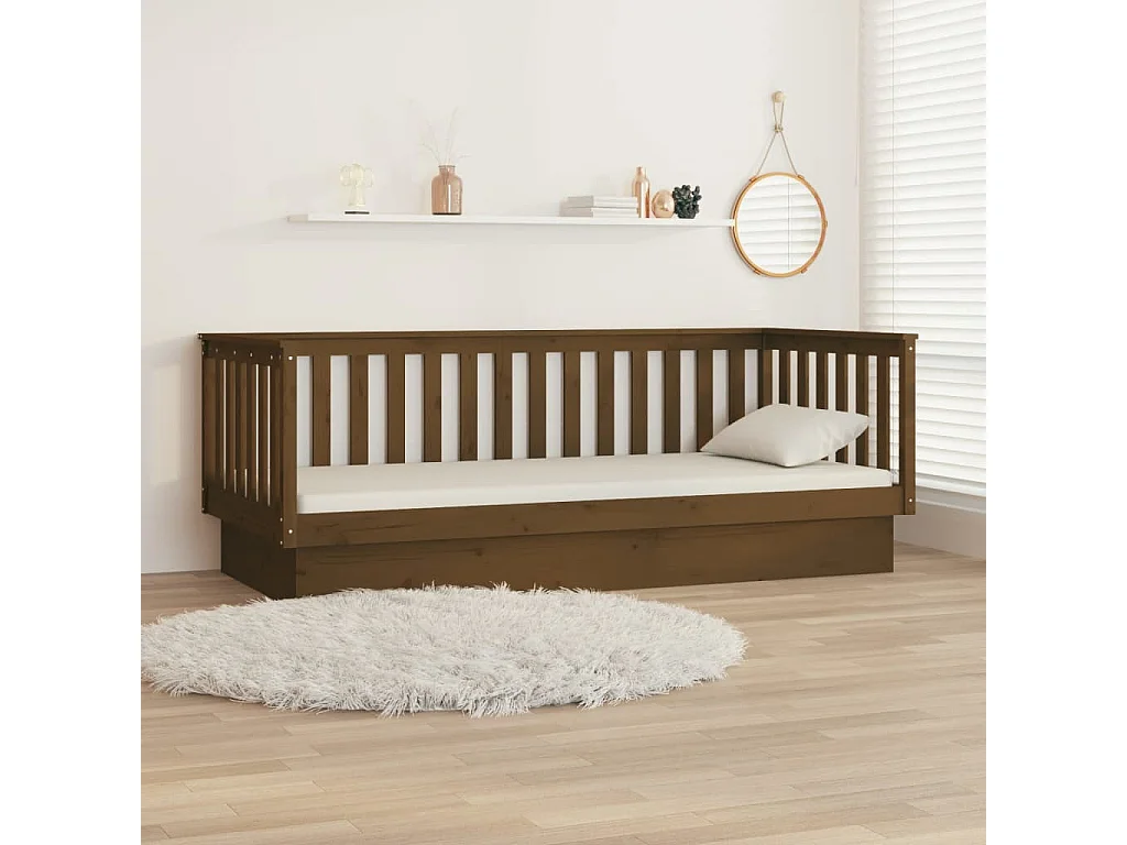 Lit de jour sans matelas marron miel 100x200 cm bois pin massif