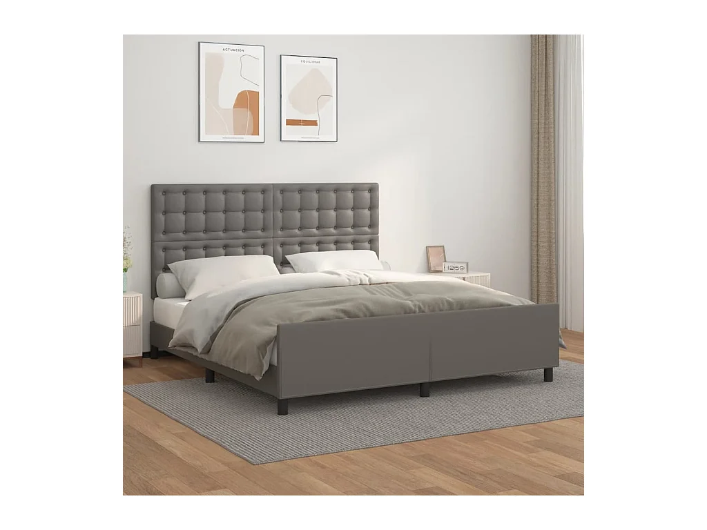 Struttura letto senza materasso grigio 160x200 cm similpelle