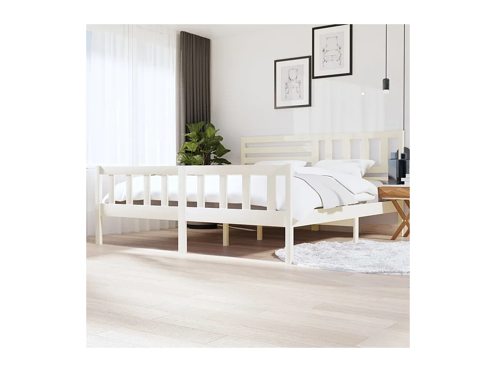 Estructura de cama sin colchón de madera maciza blanca 200x200 cm