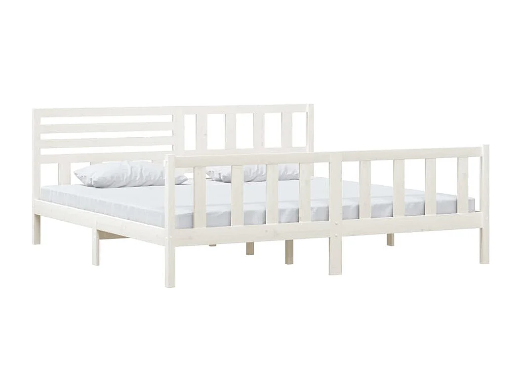 Cadre de lit sans matelas blanc bois massif 200x200 cm