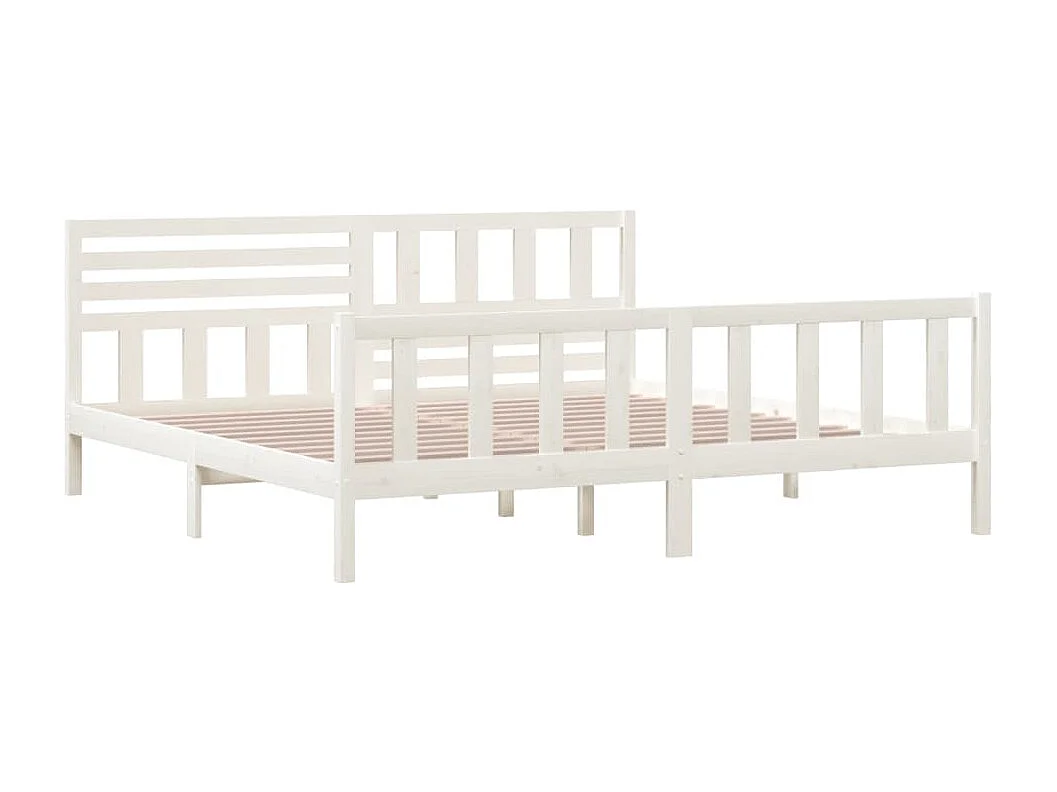Cadre de lit sans matelas blanc bois massif 200x200 cm