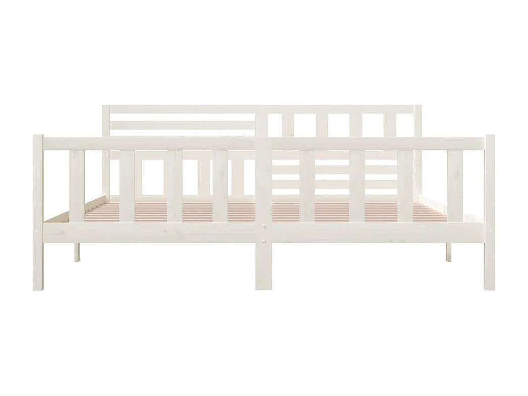 Cadre de lit sans matelas blanc bois massif 200x200 cm