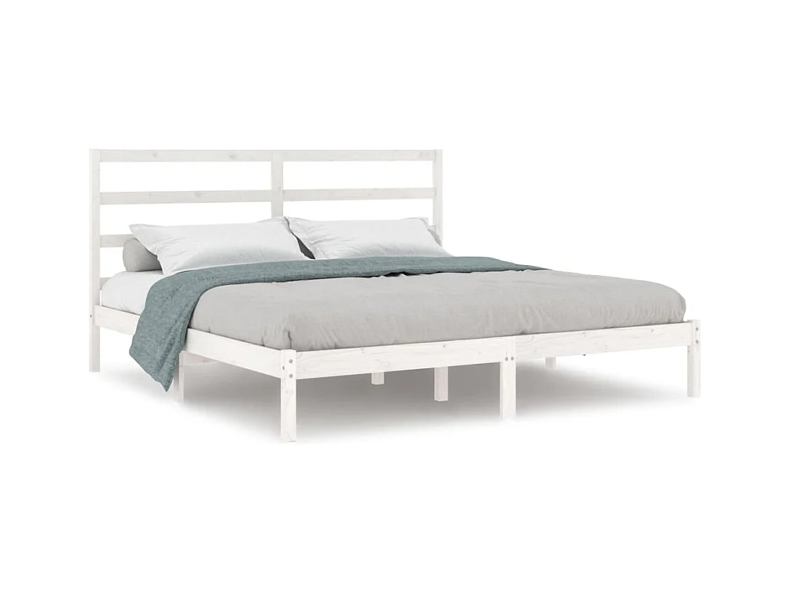 Cadre de lit sans matelas blanc 200x200 cm bois massif de pin
