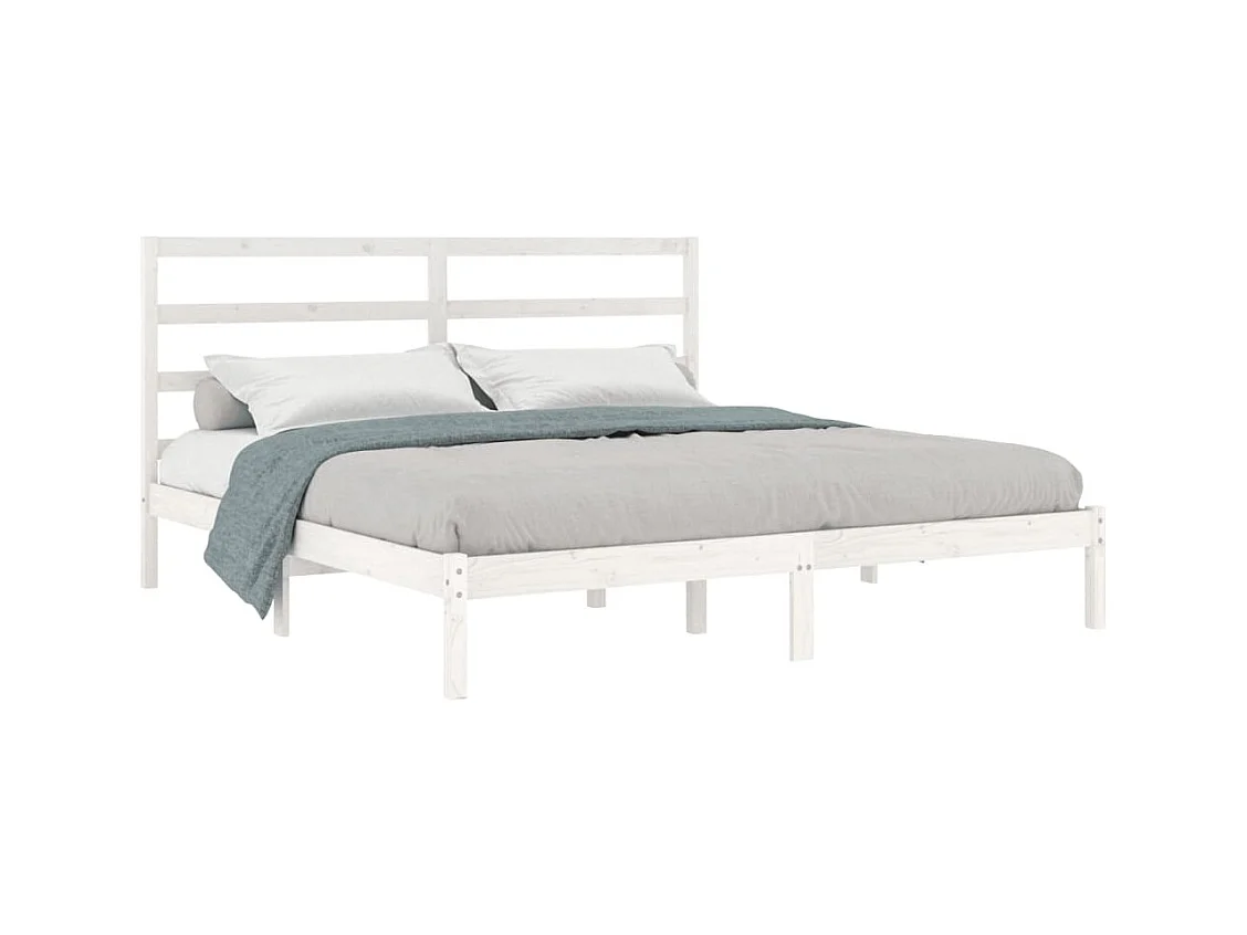 Cadre de lit sans matelas blanc 200x200 cm bois massif de pin