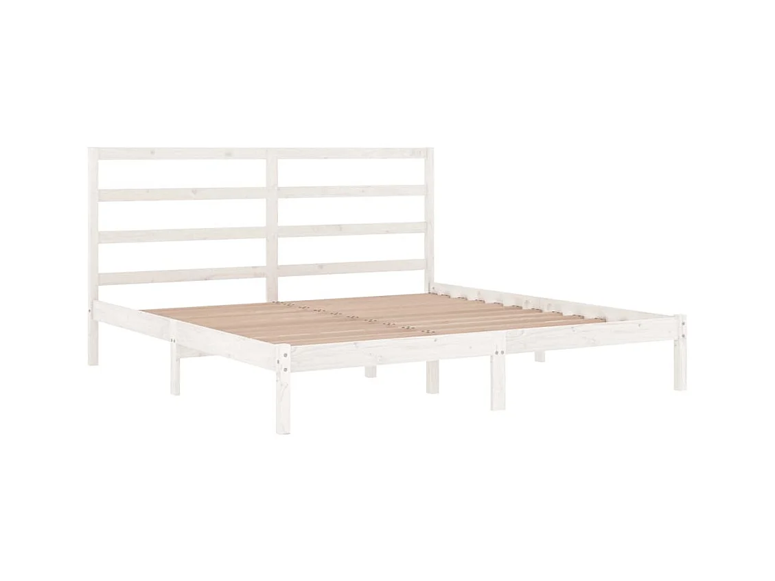 Cadre de lit sans matelas blanc 200x200 cm bois massif de pin