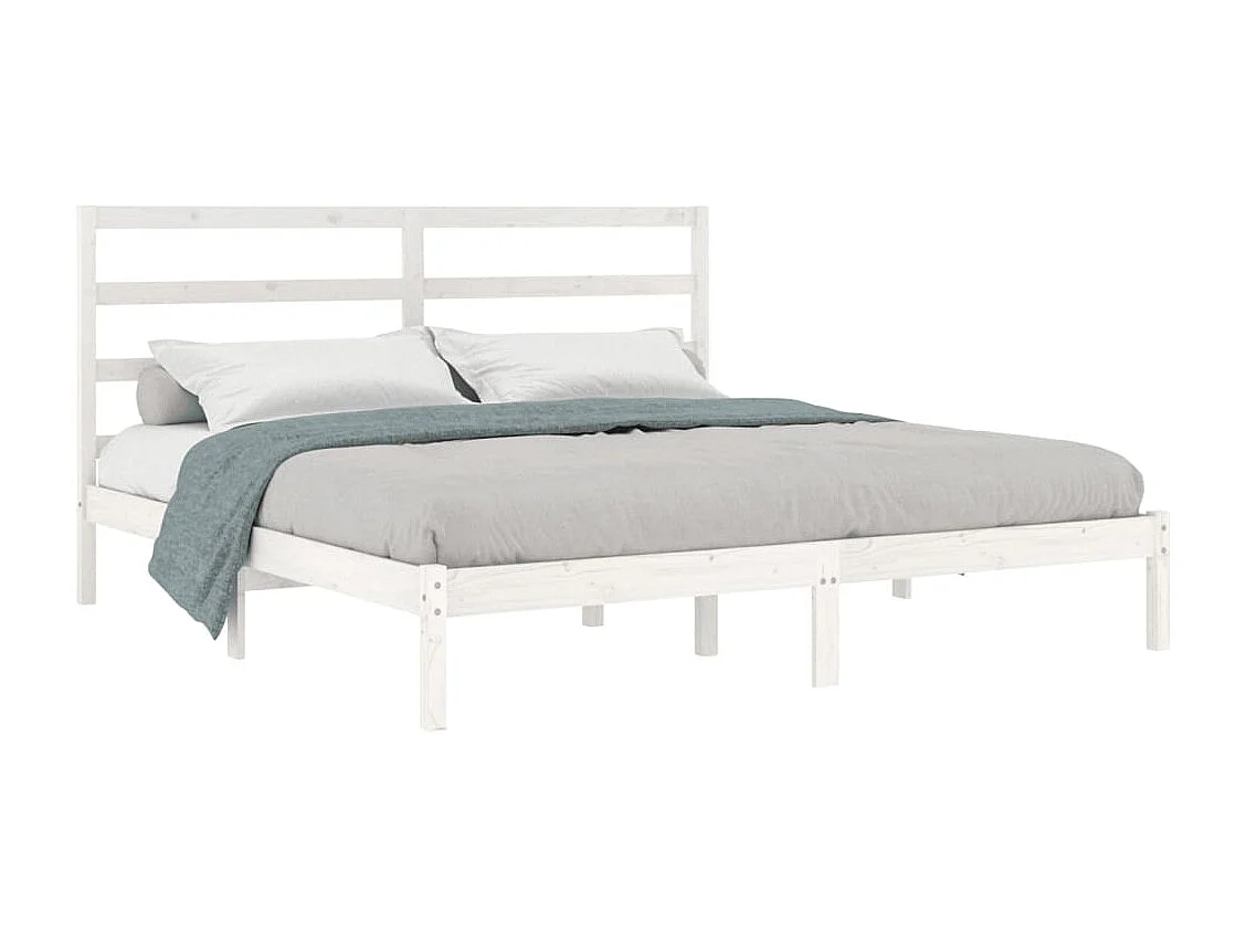 Cadre de lit sans matelas blanc 200x200 cm bois massif de pin