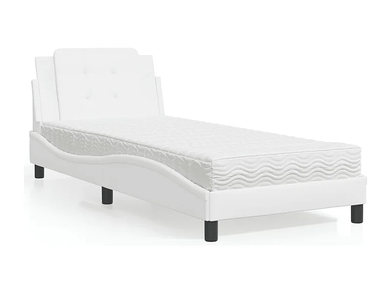 Cama con colchón blanco 90x200 cm símil piel