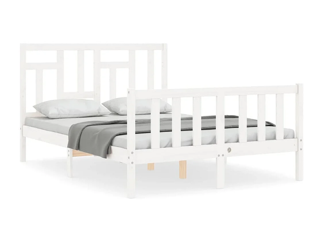 Cadre de lit sans matelas blanc 140x190 cm bois de pin massif