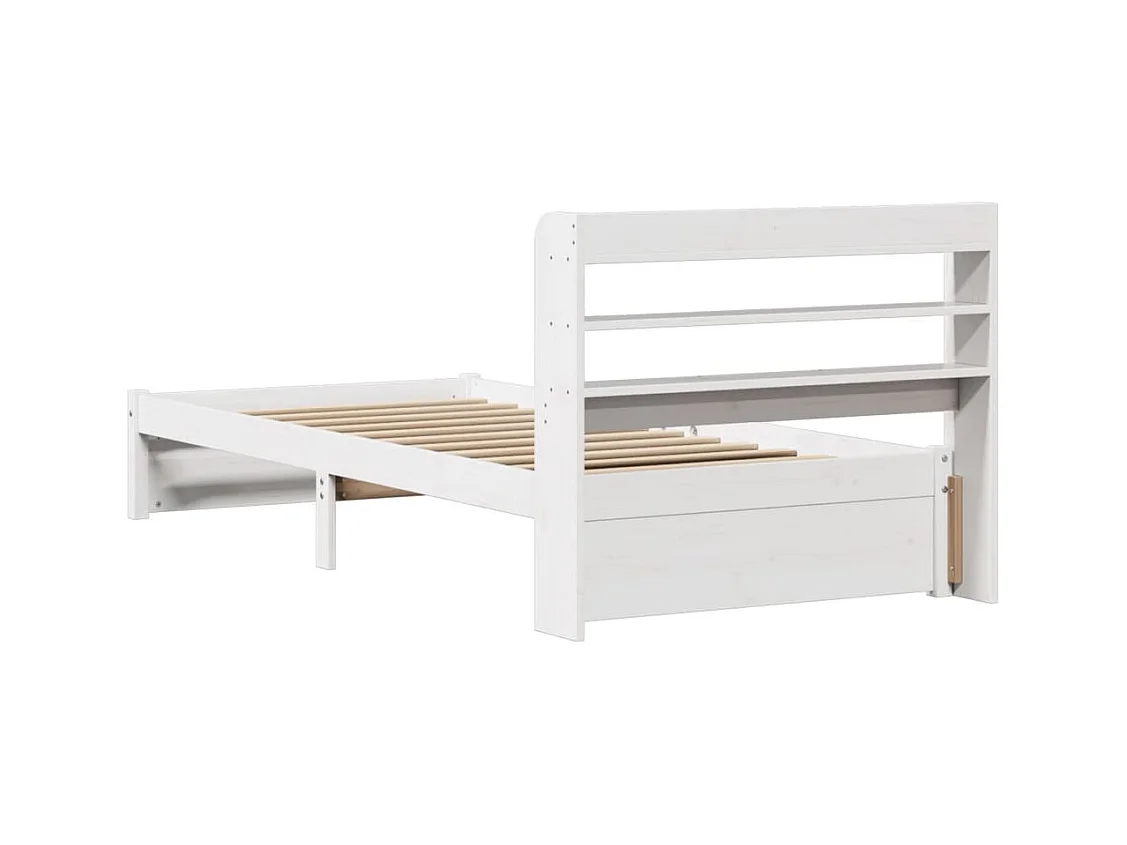 Cadre de lit avec tête de lit sans matelas blanc 90x190 cm