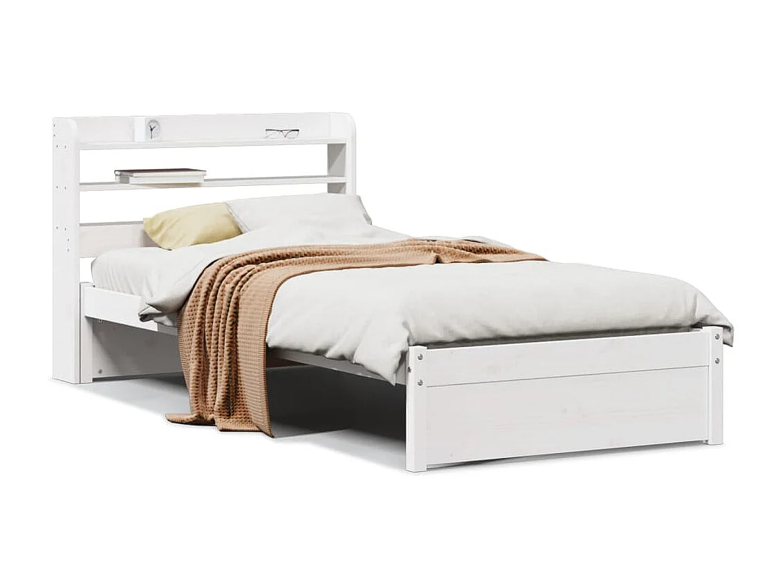 Cadre de lit avec tête de lit sans matelas blanc 90x190 cm