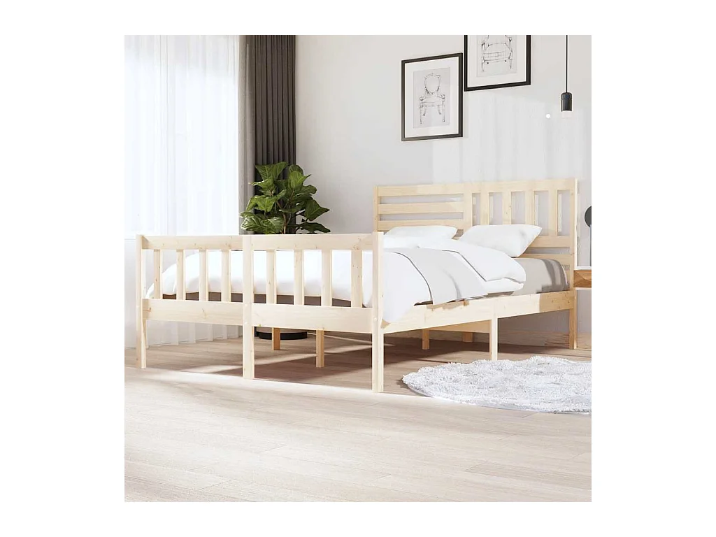 Estructura de cama de madera maciza sin colchón 140x200 cm