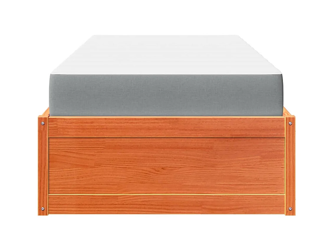 Lit avec matelas cire marron 100x200 cm bois massif de pin