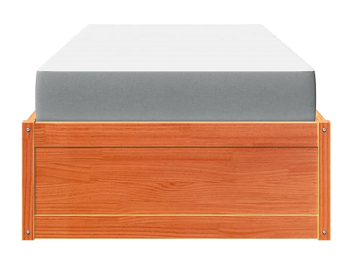 Lit avec matelas cire marron 100x200 cm bois massif de pin