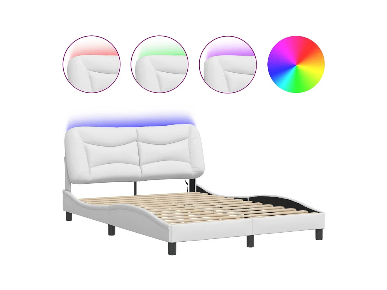 Estructura de cama con LED sin colchón blanco 120x200 cm