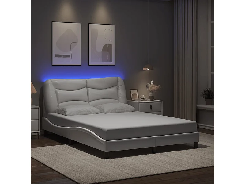 Struttura letto con LED senza materasso bianco 120x200 cm