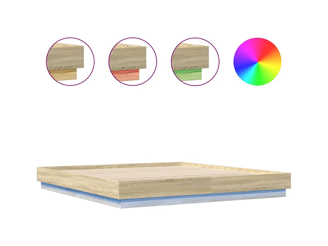 Cadre de lit avec LED sans matelas chêne sonoma 180x200 cm
