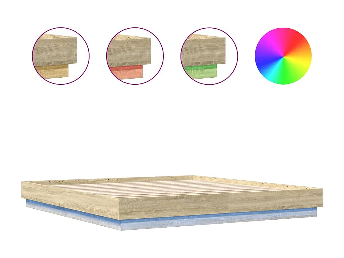 Bedframe met LED zonder matras Sonoma eiken 180x200 cm