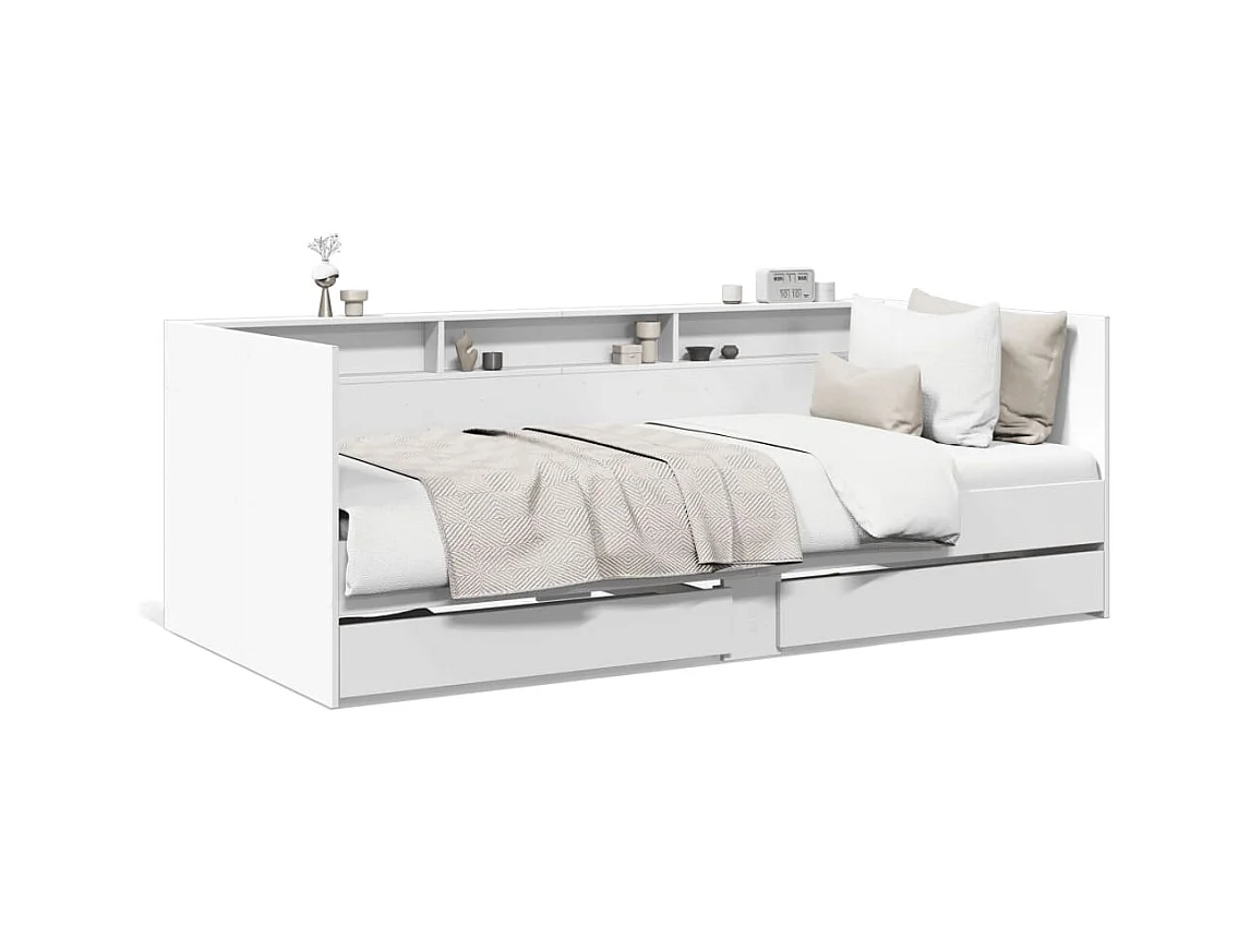 Dagbed met lades zonder matras wit 100x200 cm