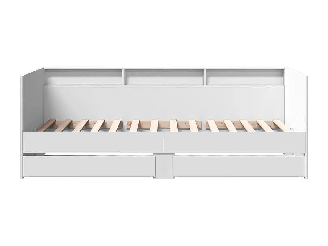 Cama de día con cajones sin colchón blanco 100x200 cm