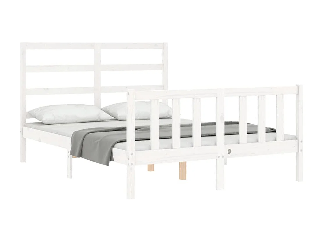 Cadre de lit sans matelas blanc 120x200 cm bois de pin massif