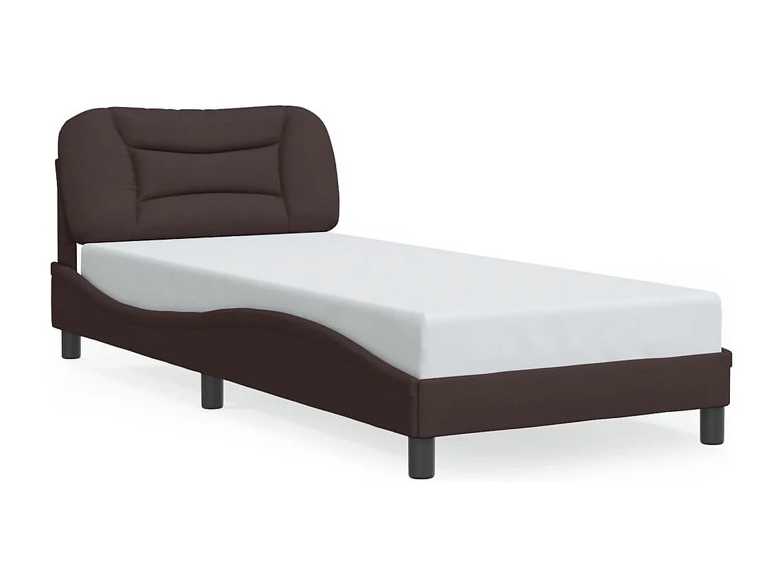 Cadre de lit sans matelas marron foncé 90x200 cm tissu