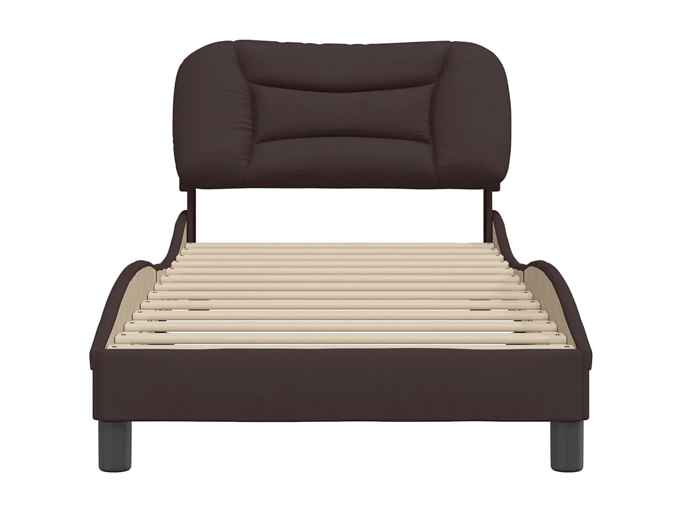 Cadre de lit sans matelas marron foncé 90x200 cm tissu