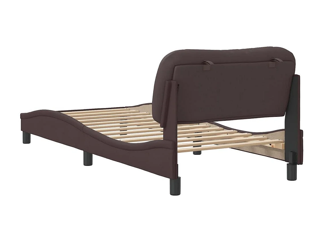 Cadre de lit sans matelas marron foncé 90x200 cm tissu
