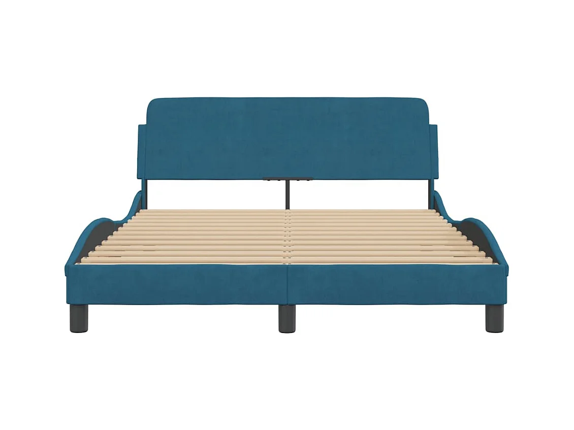 Bedframe en hoofdbord zonder matras blauw 140x200cm fluweel