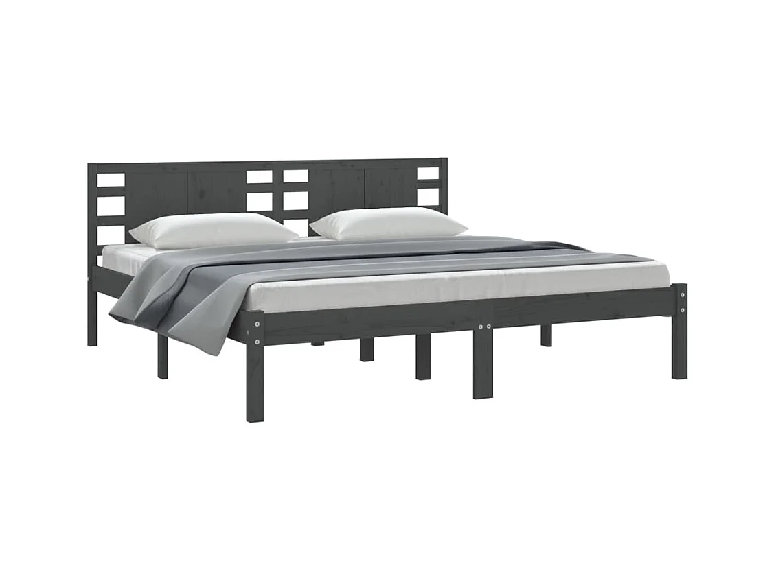 Bettgestell ohne Matratze grau 200x200 cm Kiefer Massivholz