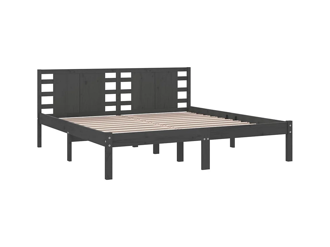 Bettgestell ohne Matratze grau 200x200 cm Kiefer Massivholz