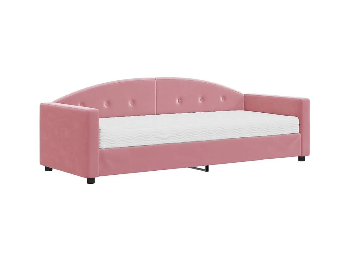 Cama de día con colchón rosa de terciopelo 80x200 cm