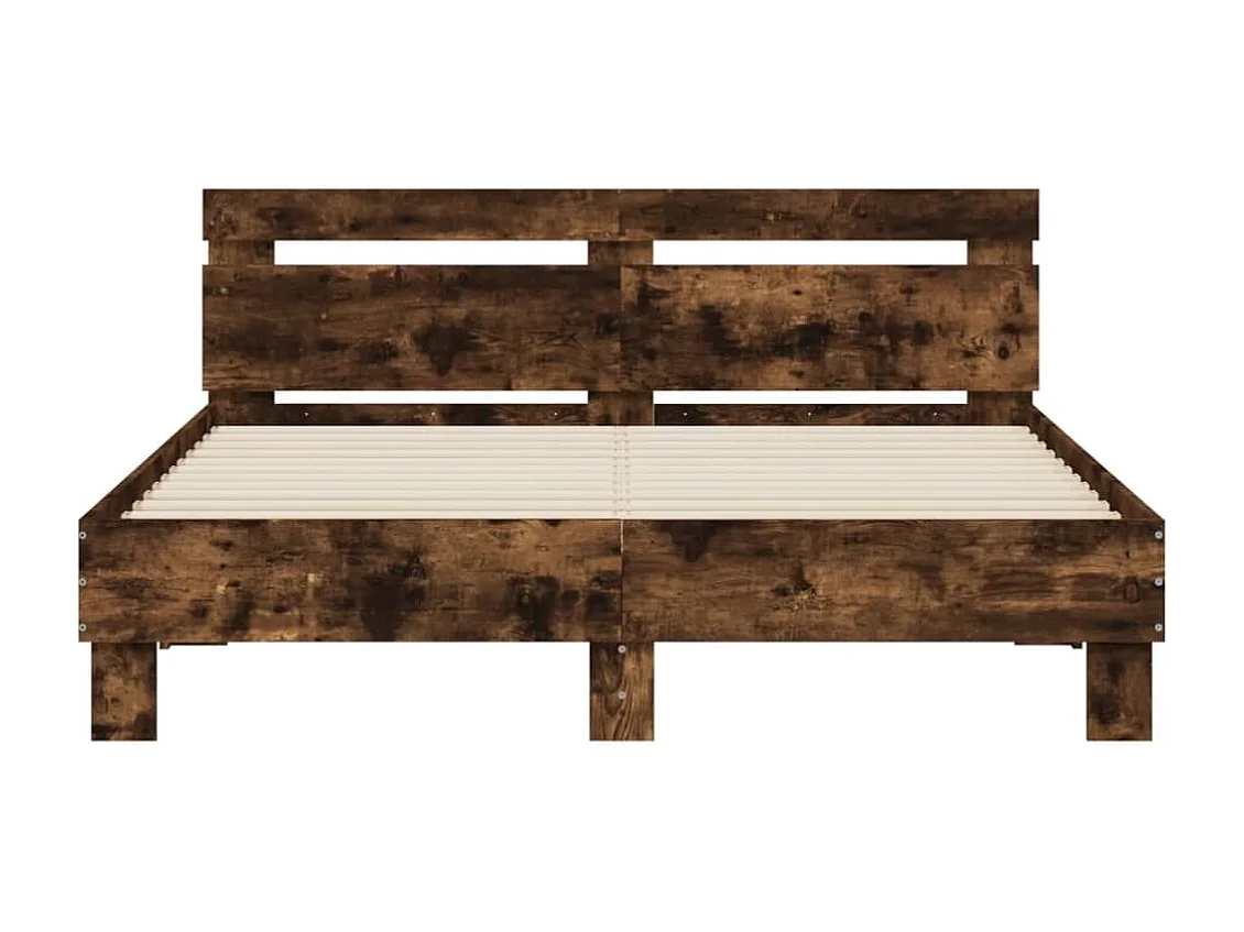 Bedframe met LED zonder matras gerookt eiken 140x200 cm